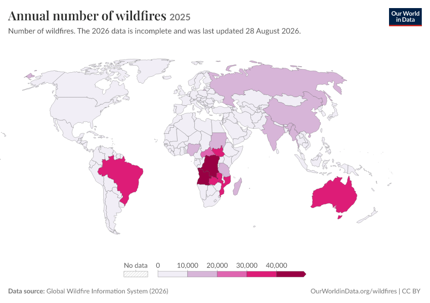 A thumbnail of the "Annual number of wildfires" chart